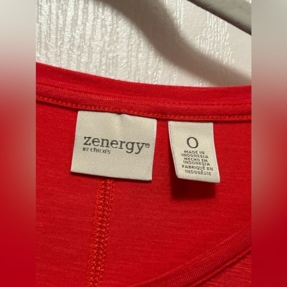 Zenergy by Chicos size 0 women’s small tunic coral pink 3/4 sleeve top comfy - Picture 2 of 14